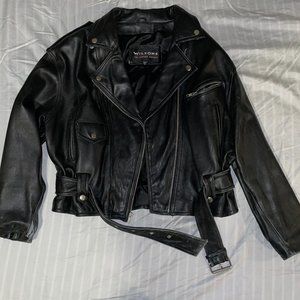 Wilson Black Leather Motorcycle Jacket Size XL